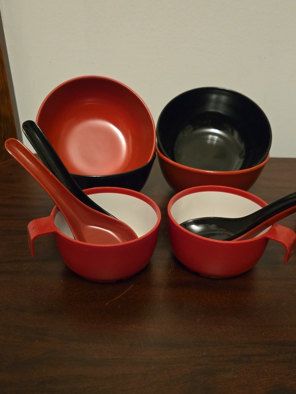 Red and Black Soup Bowl and Spoon Set - Home Dining